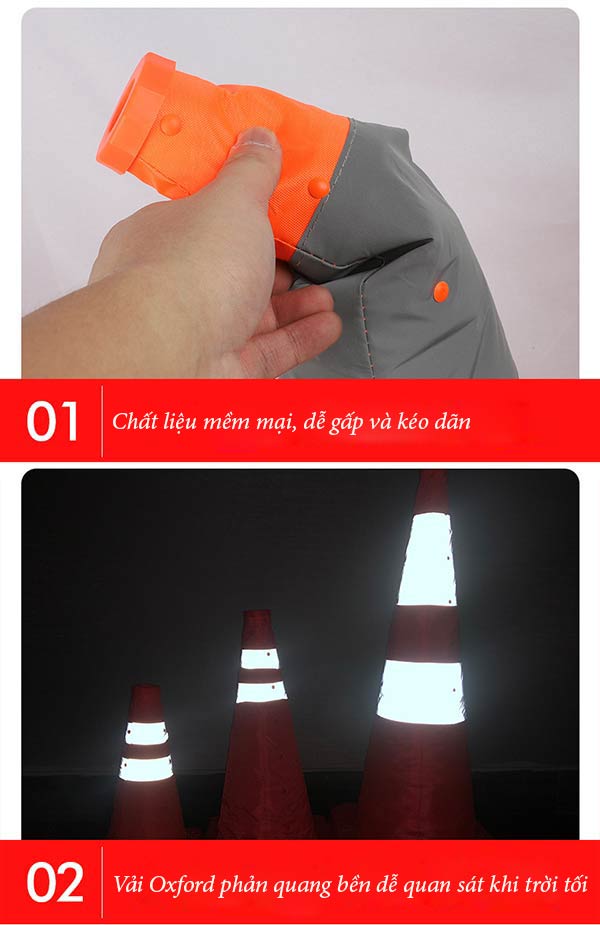 Mẫu cọc tiêu chất liệu tốt, phản quang khi trời tối