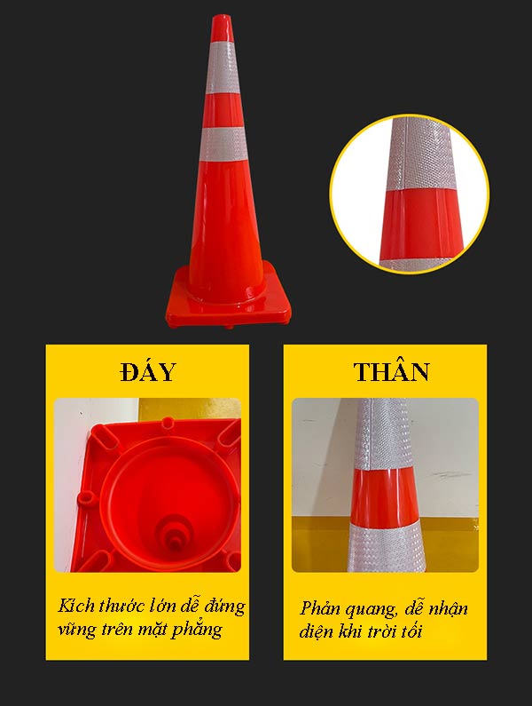 Chi tiết kiểu dáng thiết kế cọc tiêu phản quang di động