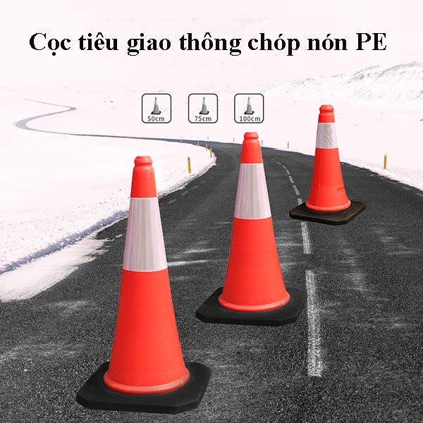 Cọc tiêu chóp nón bằng nhựa có phản quang