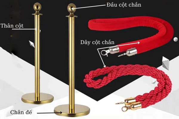 Mẫu cột chắn không đi kèm dây chắn (mua riêng)