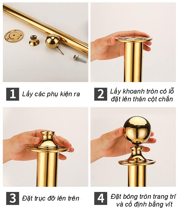 Lắp đặt phần đầu cột chắn