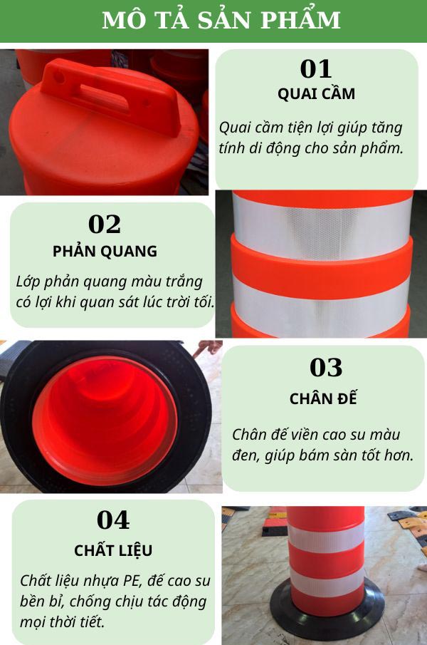 Đặc điểm của loại cột chống va đập thân nhựa chân đế cao su