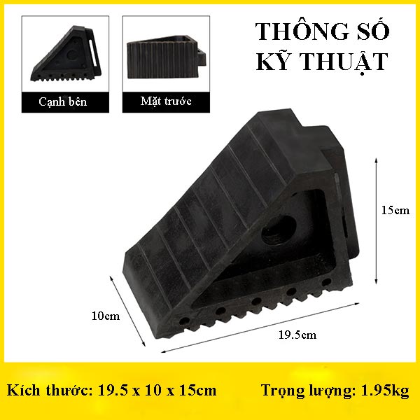Kích thước cục chặn bánh xe cao su
