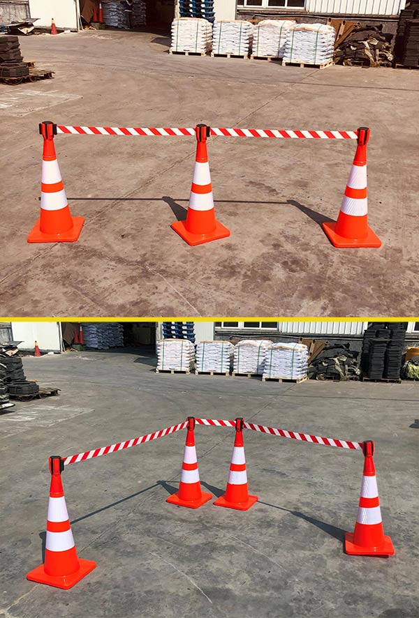 Kết hợp với cọc tiêu chóp nón tạo giải phân cách