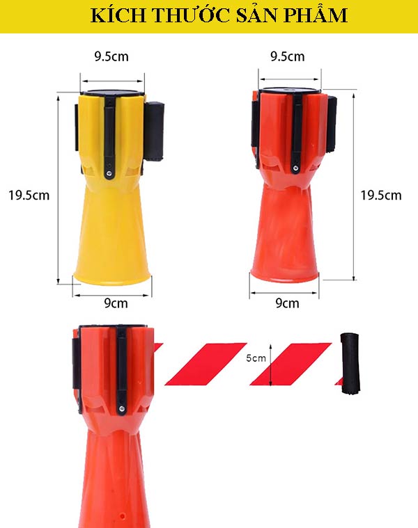 Tham khảo màu sắc và kích thước đầu và dây nối cọc tiêu tạo rào chắn