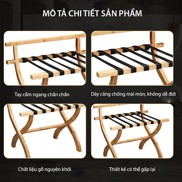 Đặc điểm cấu thành của kệ đựng hành lý dùng trong khách sạn