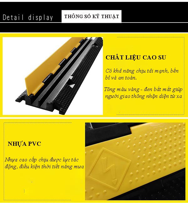 Chi tiết gờ giảm tốc bảo vệ dây cáp trên đường