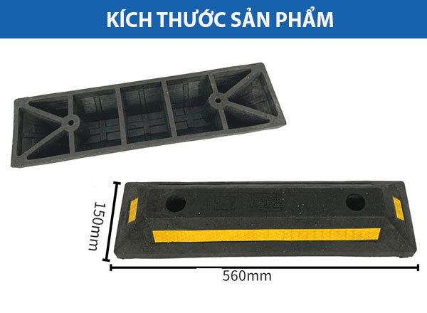 Kích thước gờ chặn lùi bánh xe cao su nhựa