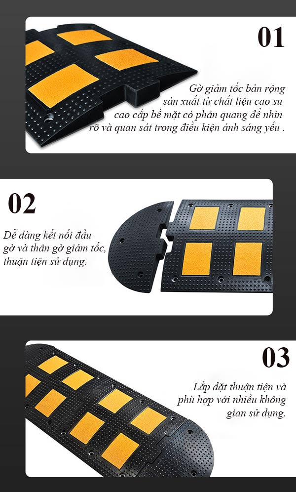 Đặc điểm mẫu gờ cao su giảm tốc độ