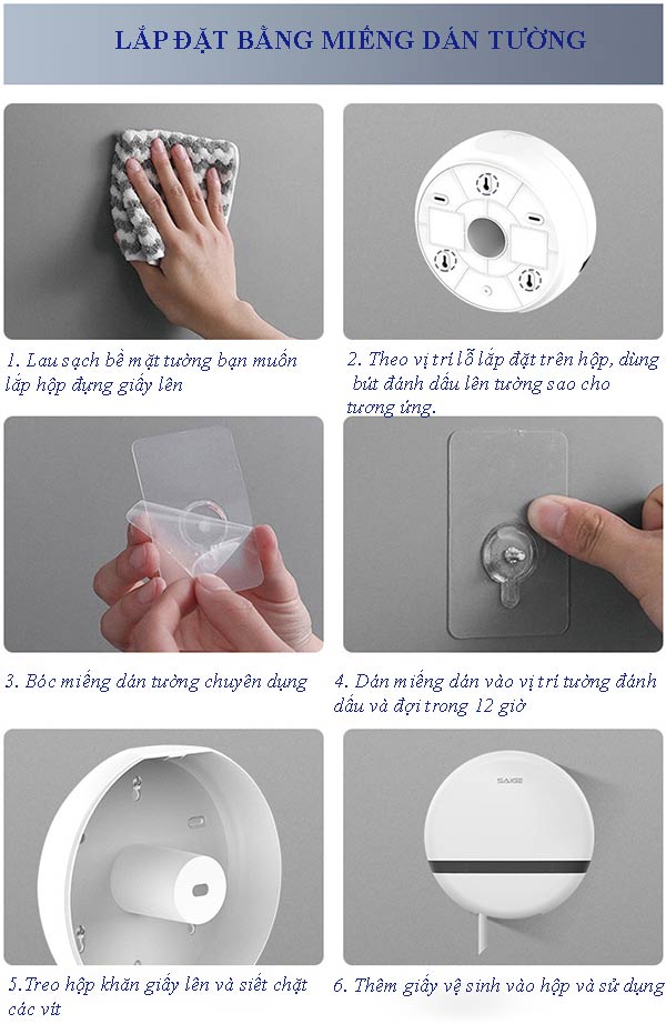 Lắp đặt hộp đựng giấy vệ sinh dễ dàng
