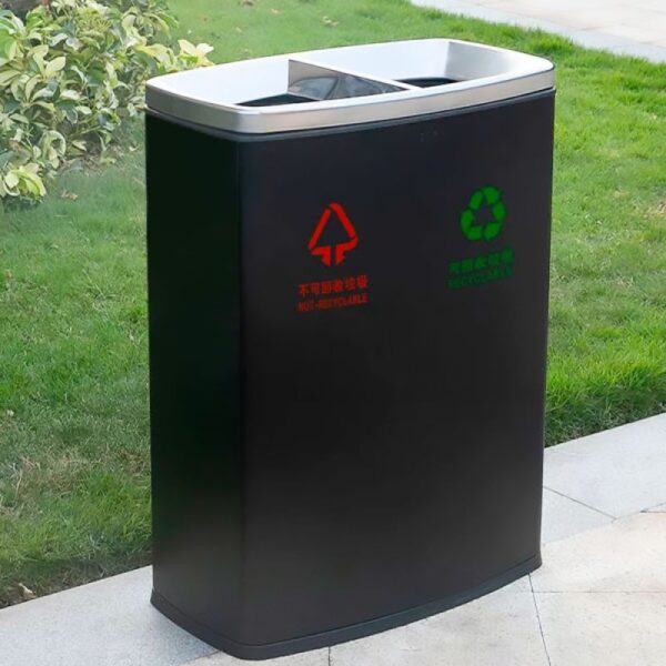 Thùng rác bằng thép sơn tĩnh điện 2 ngăn