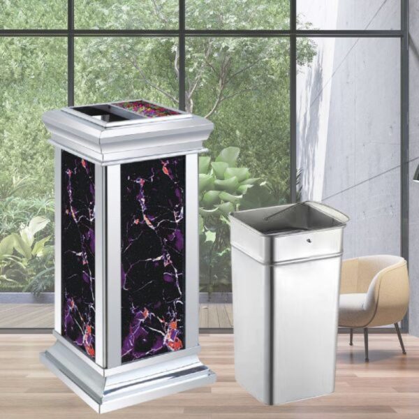 Thùng tôn hoa chứa rác bên trong, vỏ thùng rác cao cấp bên ngoài