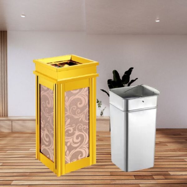 Sọt tôn hoa có quai xách dùng để chứa rác thải