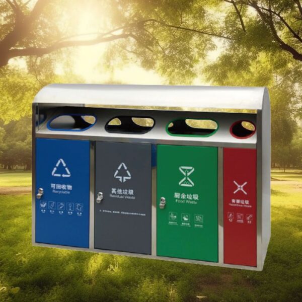 Mẫu thùng đựng rác ngoài trời thiết kế hiện đại, bền bỉ