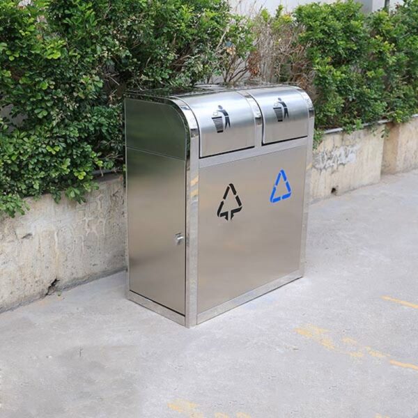 Thùng rác inox nắp đẩy 2 ngăn