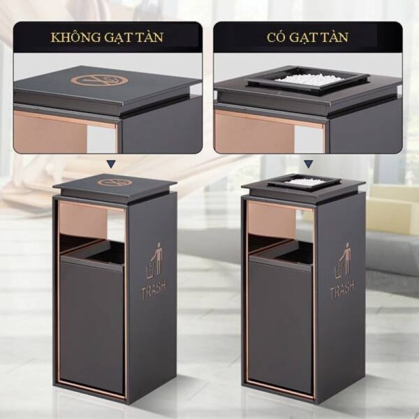 Mẫu thùng rác có 2 loại: Có gạt tàn và không gạt tàn