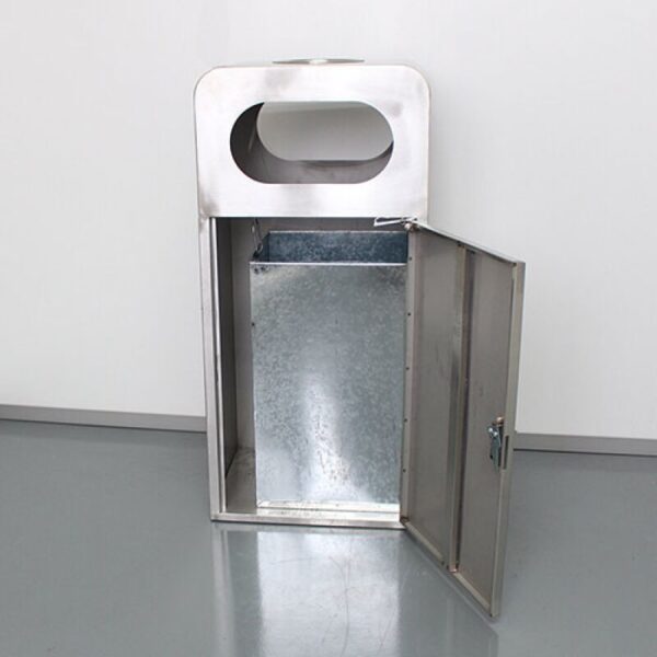 Thùng rác 2 lớp, có cửa mở để thấy sọt tôn hoa bên trong