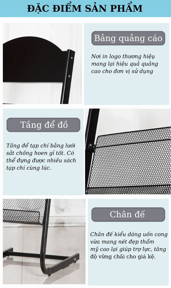 Đặc điểm các chi tiết cấu tạo kệ tạp chí