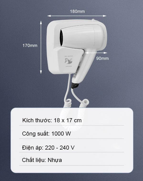 Tham khảo kích thước, thông số kỹ thuật máy sấy tóc