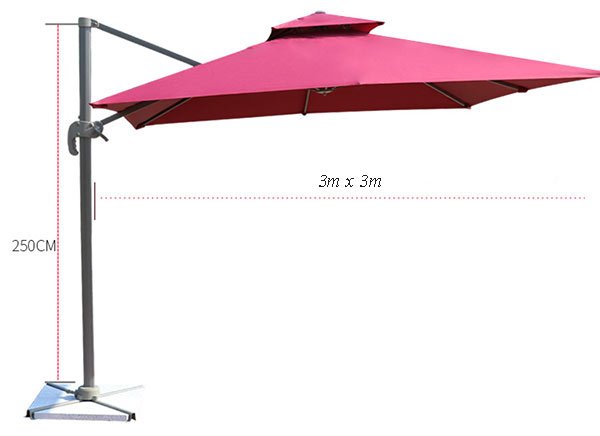 Kích thước dù lệch tâm vuông ngoài trời