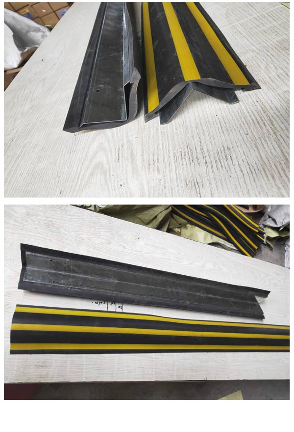 Hình ảnh chụp thật của ốp bảo vệ góc bằng cao su bên trong mặt thép