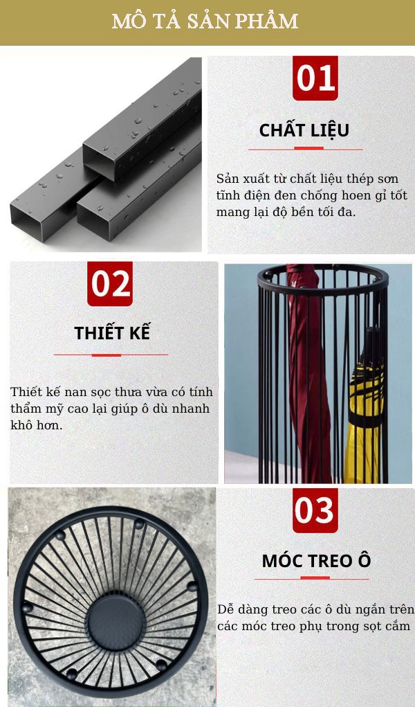 Chi tiết mẫu sọt để ô màu đen