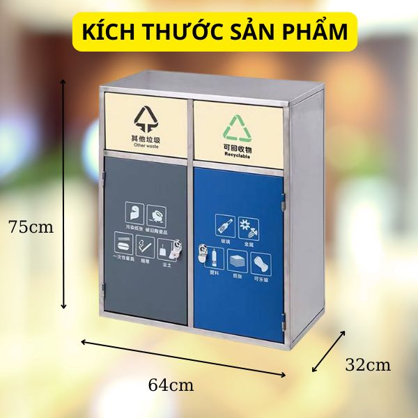Kích thước thùng rác 2 ngăn