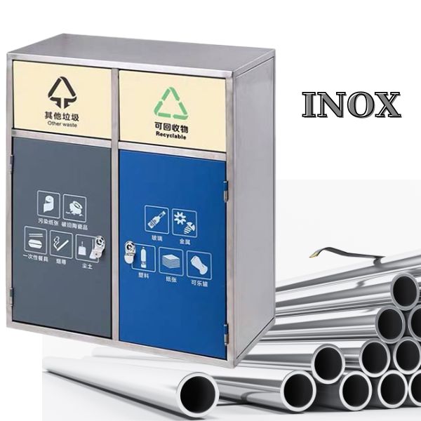 100% phần khung vỏ thùng rác được sản xuất từ inox