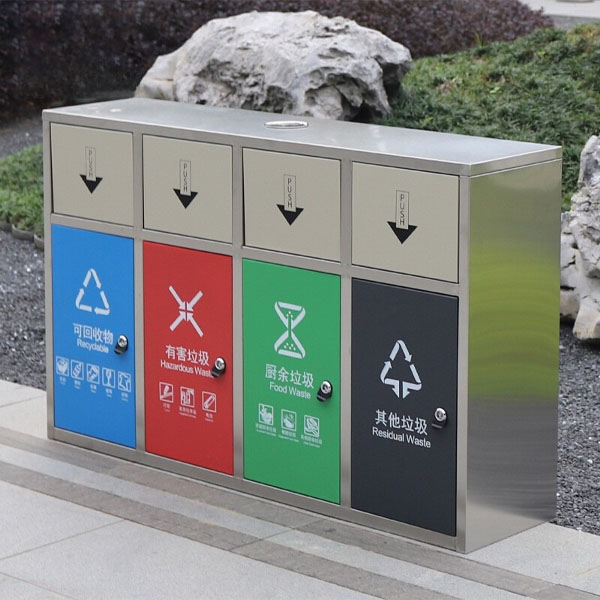 Thùng rác inox nhiều ngăn cửa đẩy