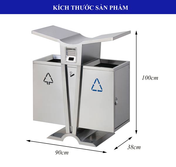 Kích thước thùng đựng rác đôi bằng inox