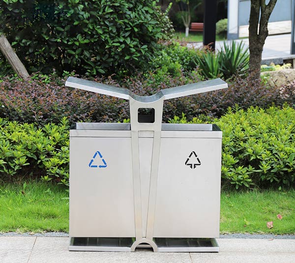 Thùng chứa rác thải inox phân loại ngoài trời