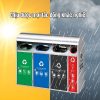 Thùng phân loại rác inox 4 ngăn có mái che