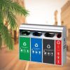 Thùng phân loại rác inox 4 ngăn có mái che