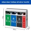 Thùng phân loại rác inox 4 ngăn có mái che