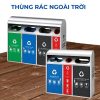 Thùng phân loại rác inox 4 ngăn, 3 ngăn có mái che