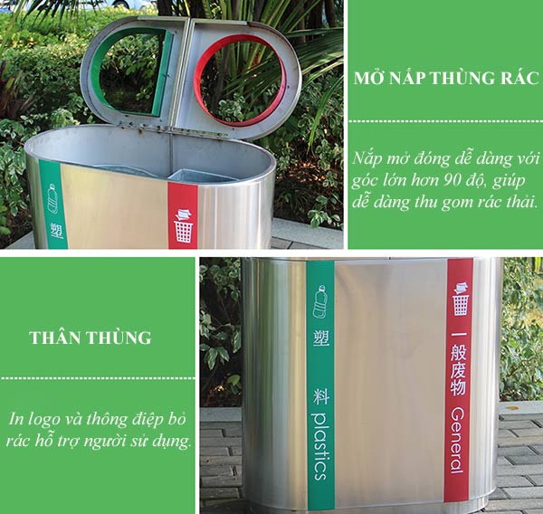 Đặc điểm cấu tạo thùng phân loại rác thải