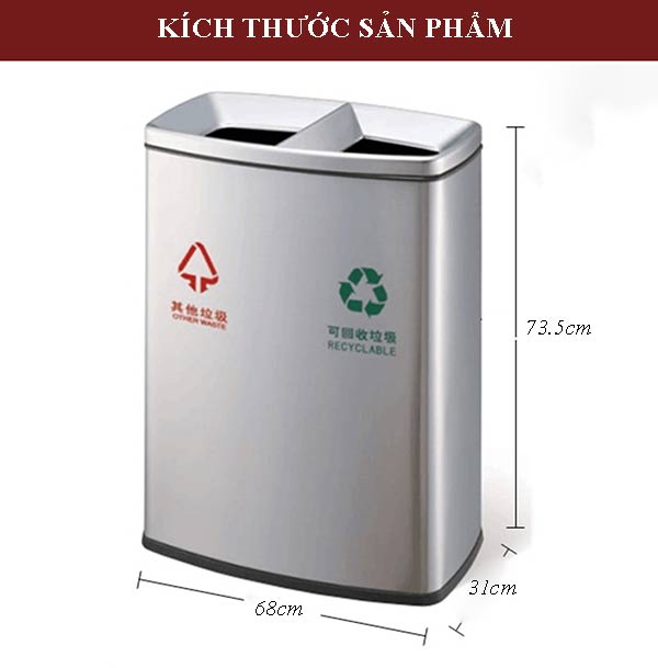 Kích thước thùng rác đôi ngoài trời
