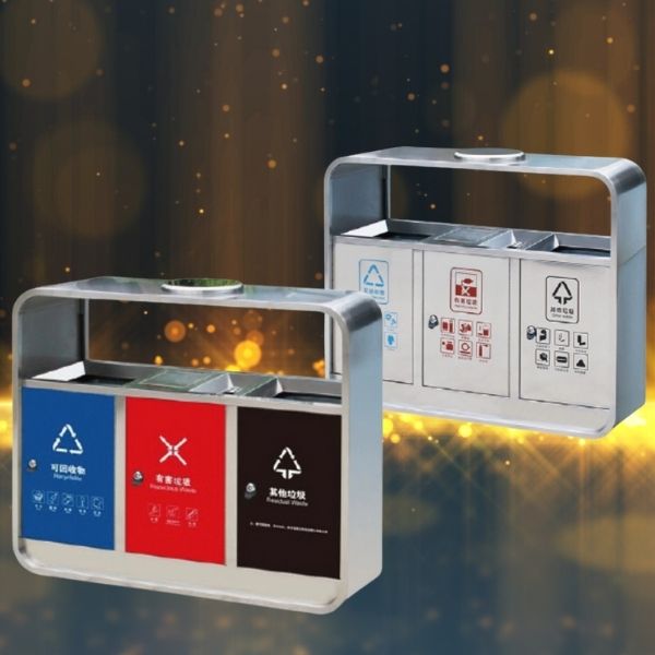 Mua thùng rác 3 ngăn có gạt tàn ngoài trời tại Hành Tinh Xanh