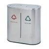 Thùng rác đôi ngoài trời bằng inox nắp lật