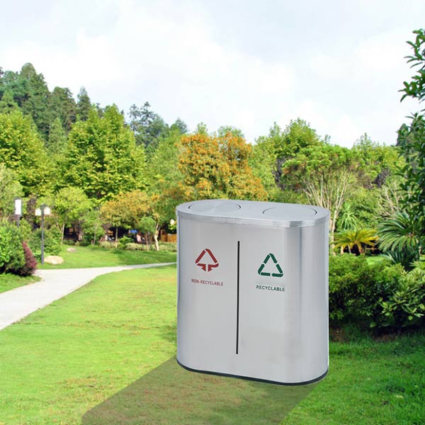 Mẫu Thùng rác đôi ngoài trời nắp lật có thể sử dụng cả trong nhà, ngoài trời