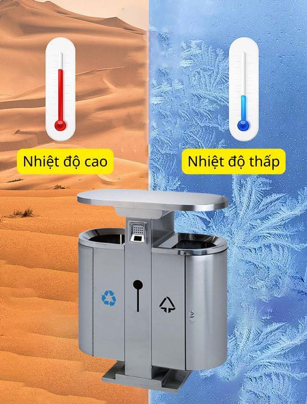 Chất liệu tốt giúp thùng rác inox bền bỉ dưới tác động ngoài trời