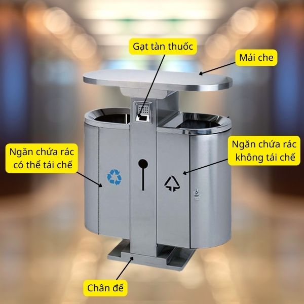 Các bộ phận cấu thành thùng rác ngoài trời