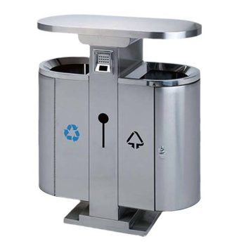 Thùng rác inox 2 ngăn có gạt tàn