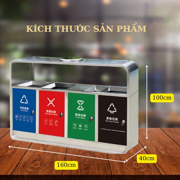 Tham khảo kích thước thùng phân loại rác 4 ngăn