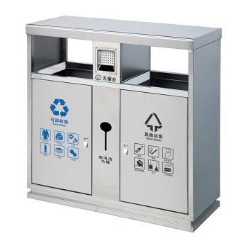 Thùng rác inox có gạt tàn 2 ngăn