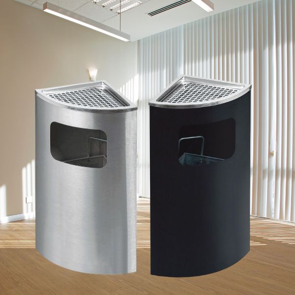 Đặt mua ngay thùng rác inox có gạt tàn đặt góc tường