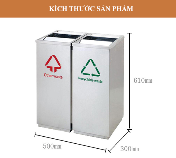Tham khảo kích thước thùng rác đôi nắp lật