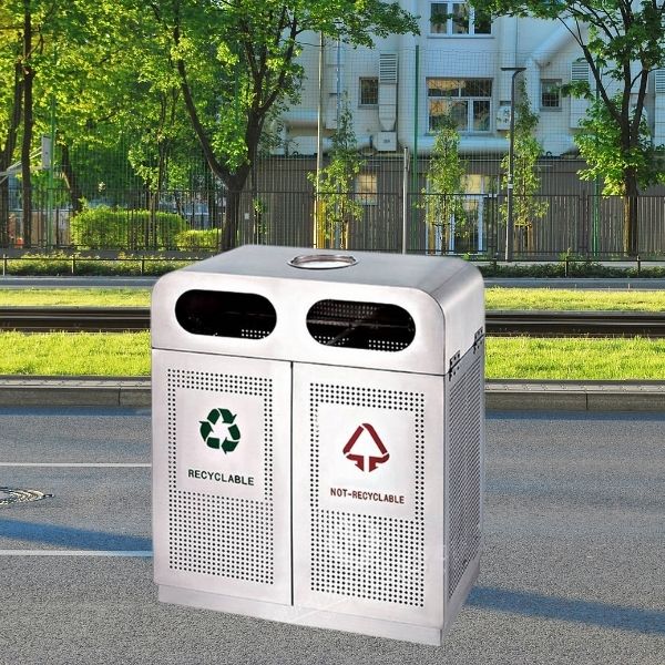 Mẫu thùng rác ngoài trời đẹp, hiện đại được chuộng dùng