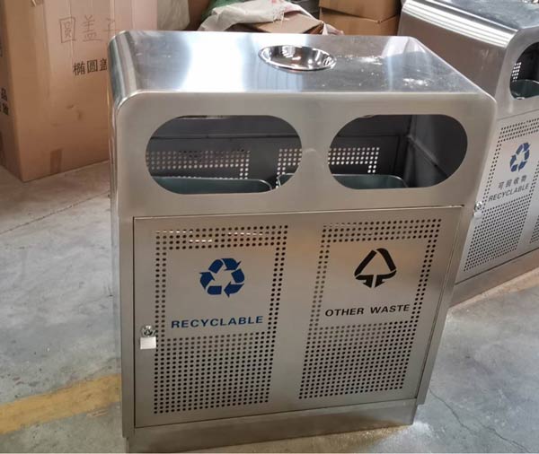 Mua ngay thùng rác inox ngoài trời có gạt tàn thuốc