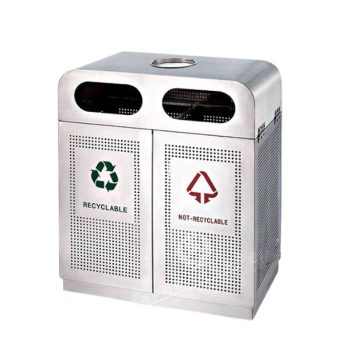 Thùng rác inox ngoài trời có gạt tàn